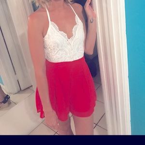 Deep V neck romper